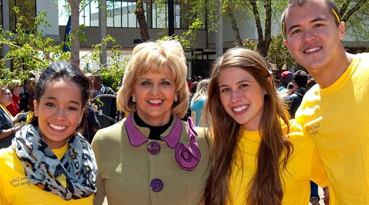 Students with President Jeanie Webb